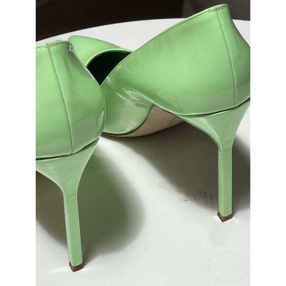 Manolo Blahnik Neon Pastel Green Pumps Heels 39 1/2 Thin Tall Square Stick Heel - Picture 8 of 10